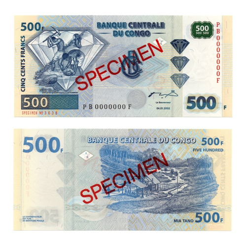 Imagen 1 de 1 de Congo 500 Francos, Unc - Specimen Numismatic Collection