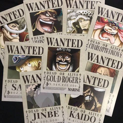 Imagen 1 de 4 de Cartel Wanted Grosos X 9 One Piece Se Busca - Animeras