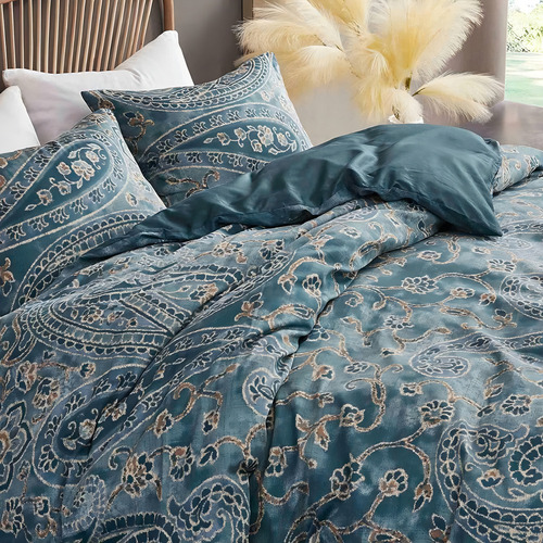 Inspire Funda De Edredón Y Fundas De Almohada King/carl King Color Azul Diseño De La Tela Patrón Paisley