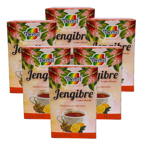 Té De Jengibre 25 Sobres Therbal (6 Cajas)