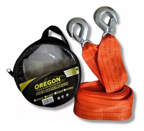 Imagen 4 de 4 de Linga Soga Remolque 5 Toneladas Oregon Plana Ganchos Metal Color Naranja