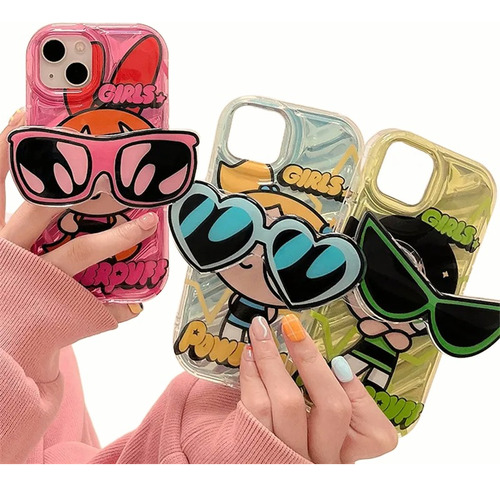 Funda Para iPhone 15 14 13 12 11 De Kawaii Con Soporte Gafas