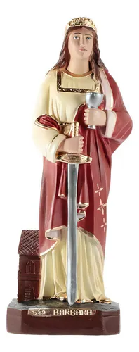 Escultura católica de yeso de Santa Bárbara, 20 cm, imagen azul