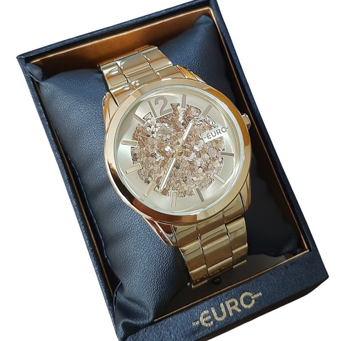 Relógio De Pulso Euro Fashion Fit Eu2033bs/4d Com Corpo Dourado,  Analógico, Para Feminino, Com Correia De Aço Inoxidável Cor Dourado E Dobrável