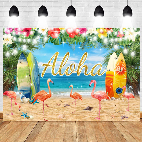 Decoracion Fiesta Hawaiana Aloha Telon Fondo Verano Luau