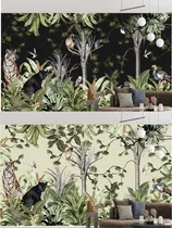 Comprar Vinilos Murales Empapelados Tropical Tigre Pantera Fondo Neg