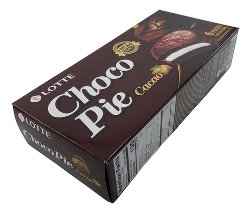 Chocopie Alfajor Cacau Premium Coreano Lotte 6 Unid