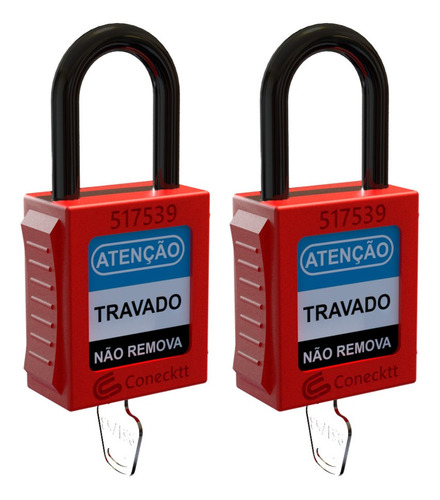 2 Cadeados De Bloqueio Nr10 Tagout Haste Plástica Vermelho