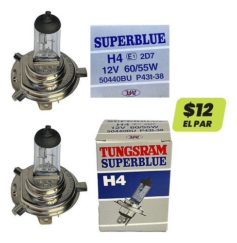 Bombillo Halogeno H4 Tungsram Superblue  12v 60/55w