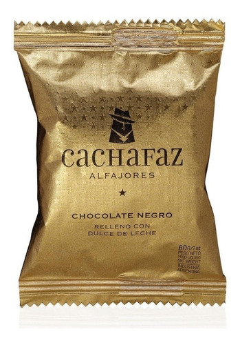 Alfajor Cachafaz Chocolate Negro Con Dulce De Leche caja x 12 Unidades