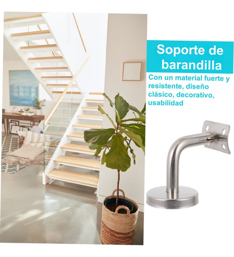 Soporte Pasamano De Seguridad Acero Inoxidable Para Escalera Plata