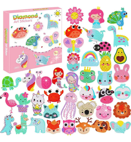 Kit Colorir Aplique Strass Diamante Infantil Adesivos 40pçs