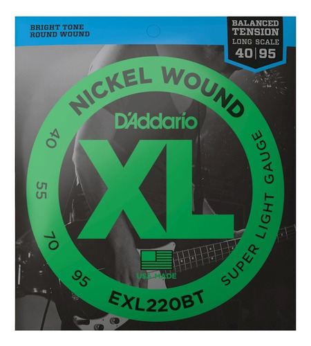 Cuerdas D´addario P/ Bajo Cuatro Cuerdas D´addario Exl220bt