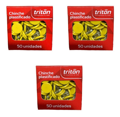 Set X3  Chinche Plastificado Amarillo Triton