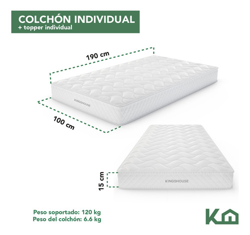 Colchón + Cubrecolchón Individual De Espuma Memory Set 2 Pz