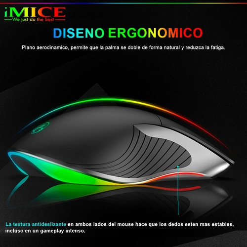 Cable Mouse H'maston X6 Rgb reforzado con 6 botones LED de 1,80 m color negro