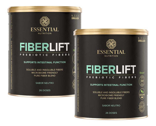 Kit 2 Fiberlift Fibra Prebiótica Essential Nutrition 260g