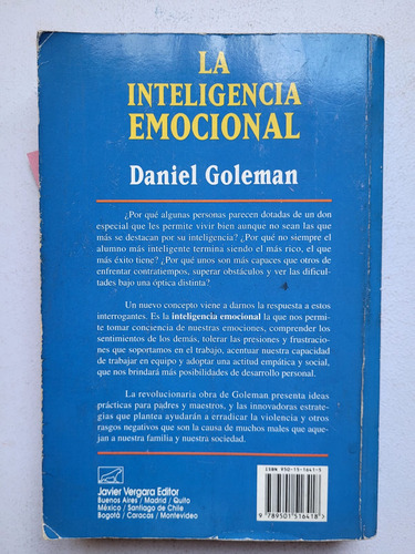 La Inteligencia Emocional - Daniel Goleman - 1996 (Usado)