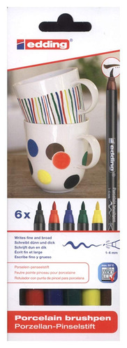 Edding Brush Pen Set 6 Marcadores De Loza