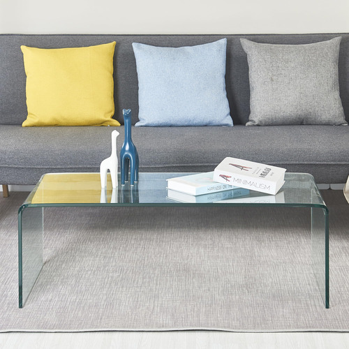 Mesa De Centro De Cristal Moderna Transparente 110 X 50 X 35