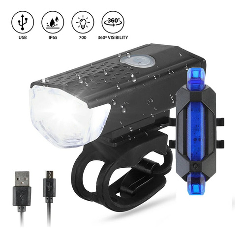 Kit Luces Led Bicicleta Delantera Y Trasera Usb Recargable