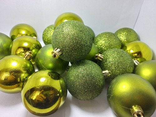 Paquete 30 Esferas Navideñas Plástico Color Verde Metálico
