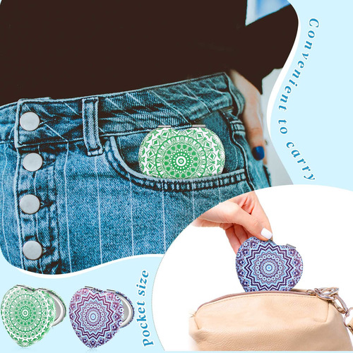 Espejo De Bolsillo Plegable Yalikop Con Diseño De Mandala, 1