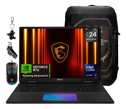 Laptop Msi Titan 18 HX AI A2XWJG Ultra 9 64gb 4tb Rtx5090 Negro