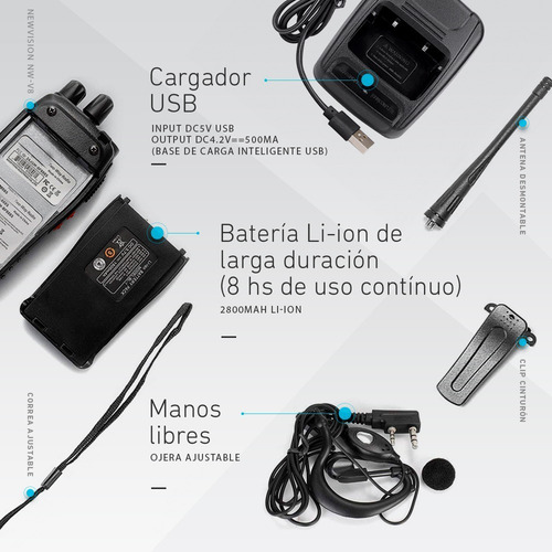 Kit X 4 Handy Radio Walkie Talkie Newvision Uhf 16 Canales