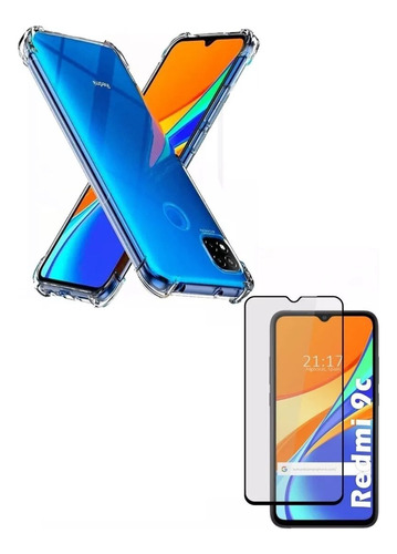 Funda Reforzada Mas Vidrio Full Cover Para Xiaomi Redmi 9c