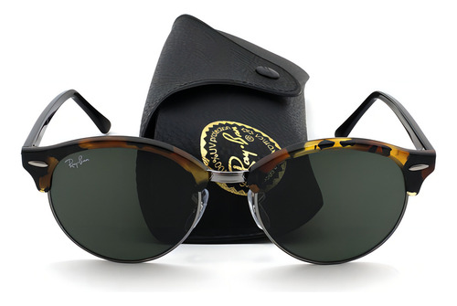 Ray Ban Rb4246 1157 Clubround Fleck Carey Negro G-15 Clasico Color Negro/cafe