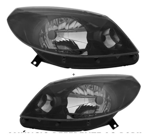 Farol Sandero 2012 A 2014 Foco Simples Mascara Negra