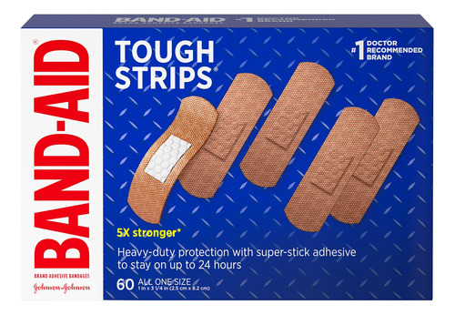 Band-aid Brand Tough Strips - Vendaje Adhesivo Para Cortes .