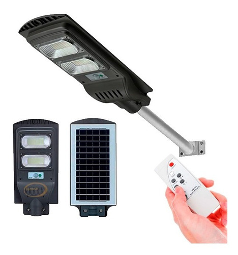 Foco Solar Led 60w Exterior C/ Sensor Y Control+ Brazo Metal