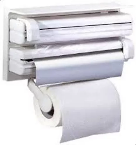  GroupB Dispensador de toallas de papel 3 en 1 para estante de  cocina, soporte de papel de aluminio para montaje en pared, ahorro de  espacio y dispensador con cuchillas afiladas, hecho