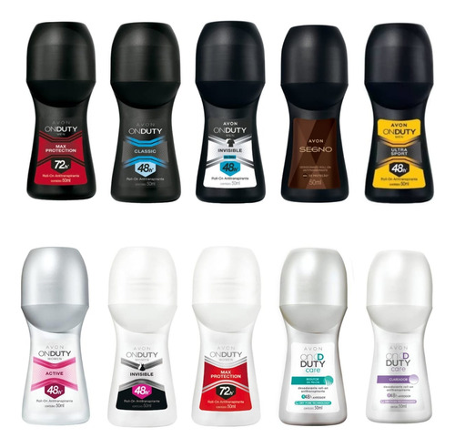 Rolon On Duty Avon Masculino E Feminino Kit Com 10 Unidades
