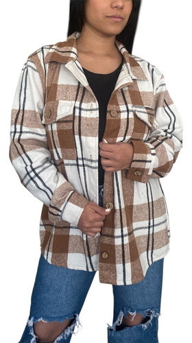 Camisaco Saco Campera Paño Cuadros Cuadrille Mujer