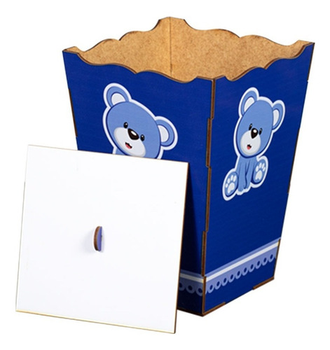 Kit de cuidado para bebês Lopes MDF Kit bebê Urso Azul adesivado azul urso - x 8