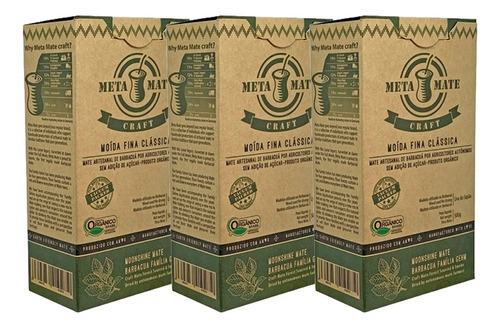 Kit 3x: Mate Artesanal Moída Orgânica Meta Mate 500g