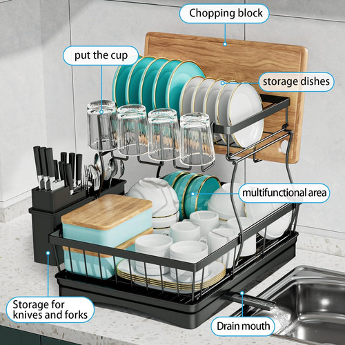 Escurreplatos Grande 7 Códigos Para Mostrador De Cocina,...