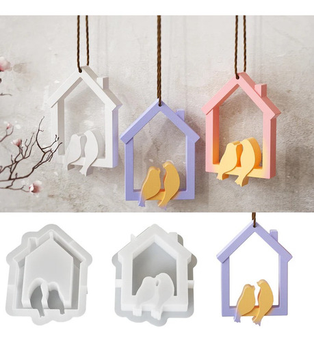 Molde Silicona Colgante Casita De Pajaros Para Resina Yeso Color Transparente