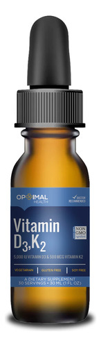 Gotas Lquidas De Vitamina D3 Y K2 | Vitamina D3 (5,000 Ui) Y
