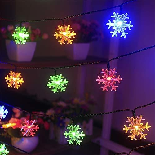 Guirnalda De Luces Solares Con Forma De Copo De Nieve Navide