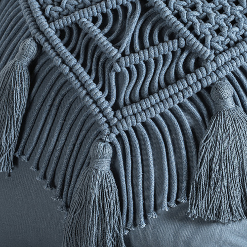 Vianney Funda De Cojin Macramé Indigo Azul Elegante