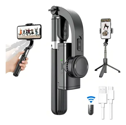 Estabilizador De Celular Bluethooth E Tripe Automático Contro Cor Preto Foto Filmagem Profissional L08