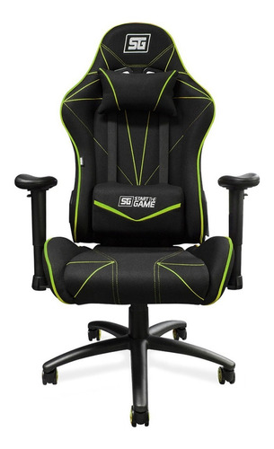 Silla de escritorio Vorago CGC-500 gamer ergonómica  negra y verde con tapizado de tela