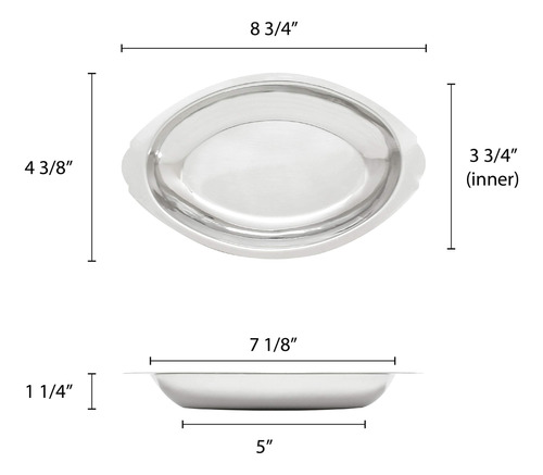 Excellante 12 Oz 18 Bandeja Gratinado Ovalada