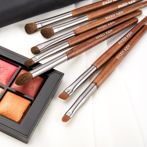 Set De Brochas Enzo Ken Natural Pony Hair Para Sombras De Oj