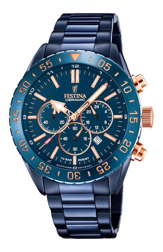 Relógio de pulso Festina F20576 com corria de aço inoxidável cor azul