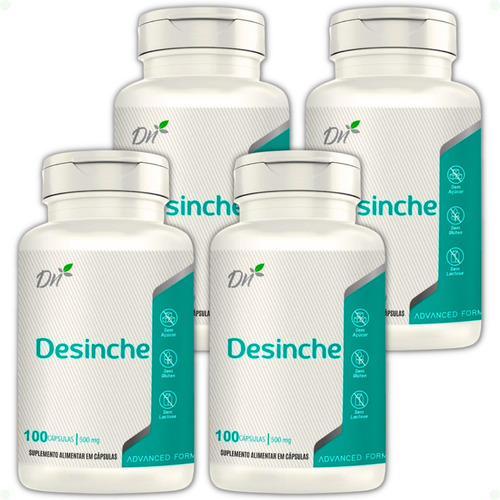 Desinche Kit 04 Unidades 100 Caps 500mg - Frete Grátis!